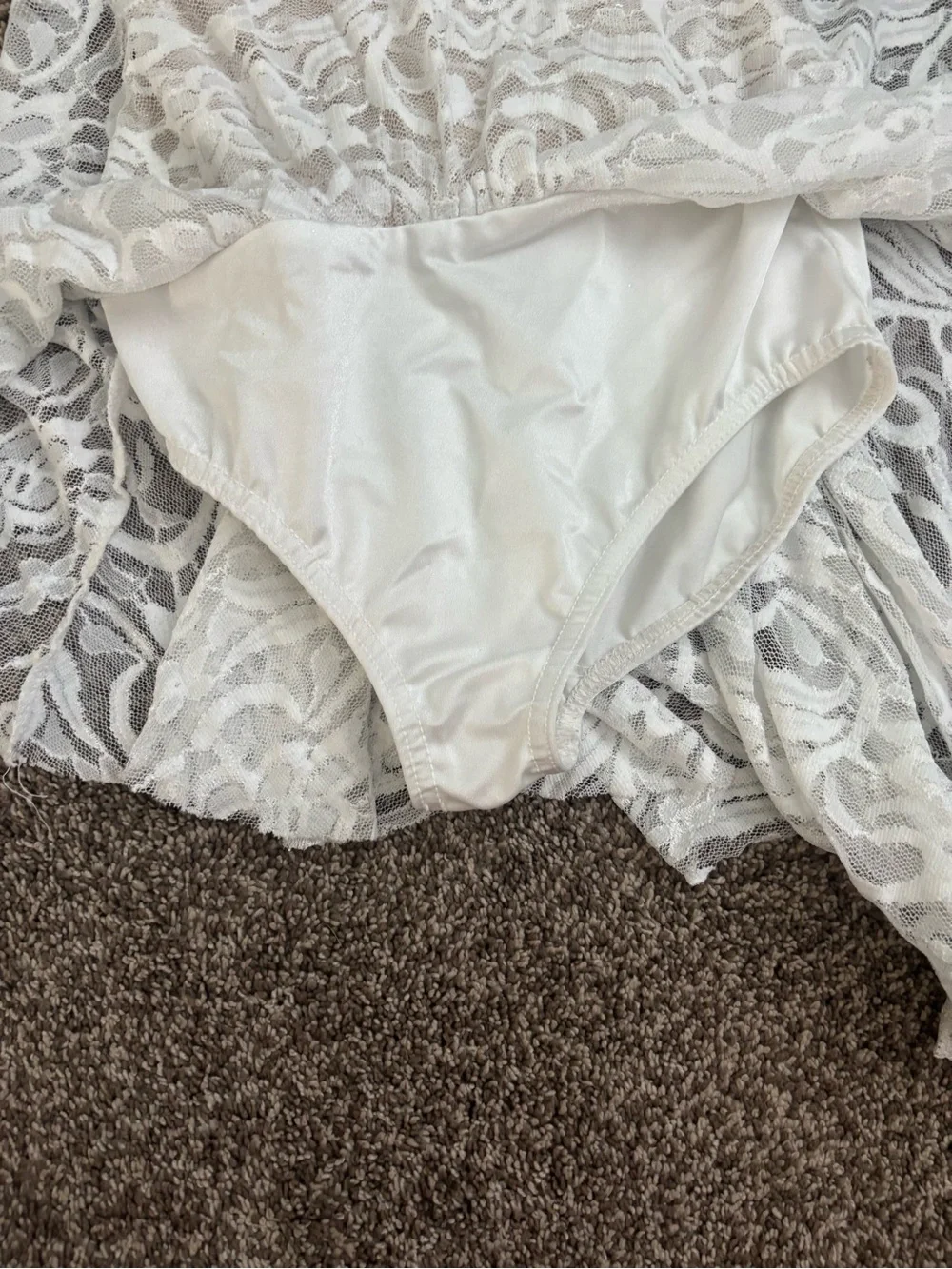 Beautiful White Lace Childs Large Dance Costume/Leotard